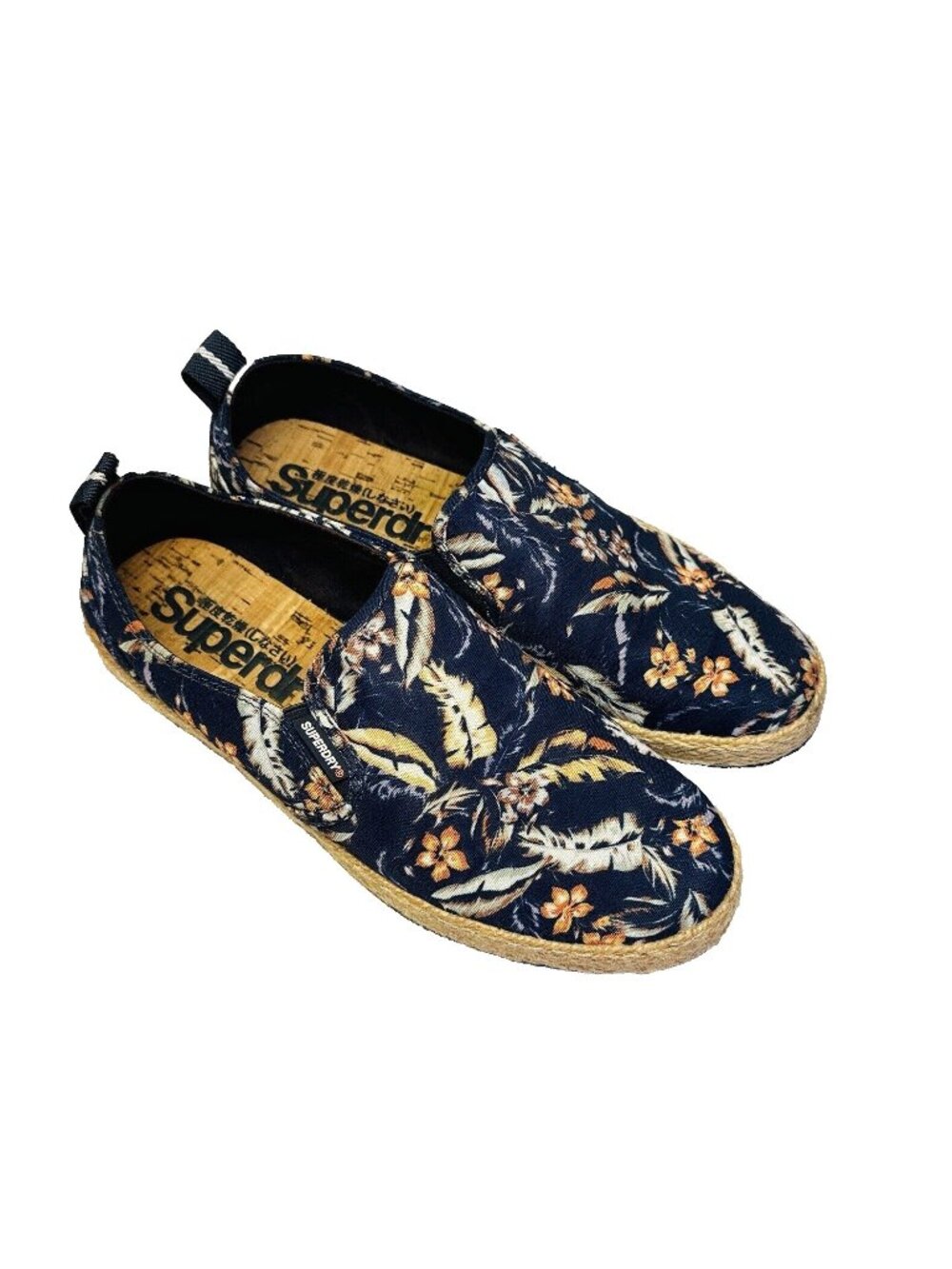 Superdry Shoes Espadrilles Flats Blue Tropical Floral Size W. US 8 UK 7 Slip-On